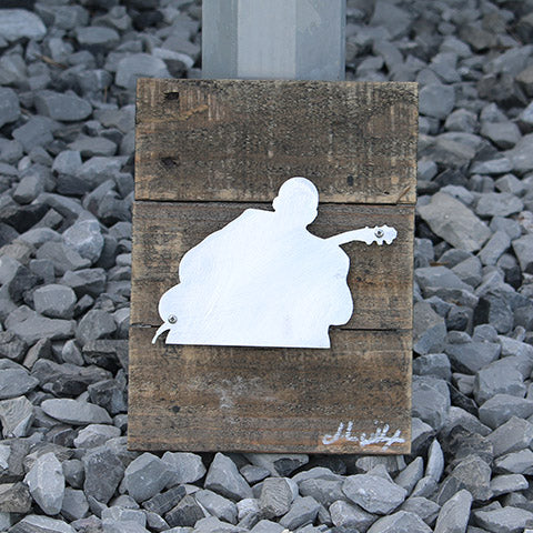 Reclaimed Wood-Metal Artwork -- BB King Silhouette