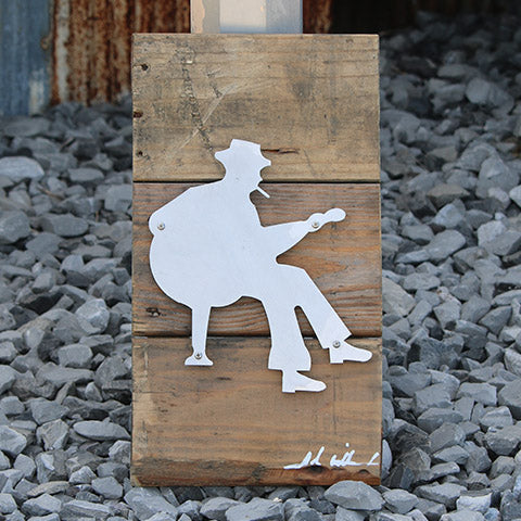 Reclaimed Wood-Metal Artwork -- Bluesman 1