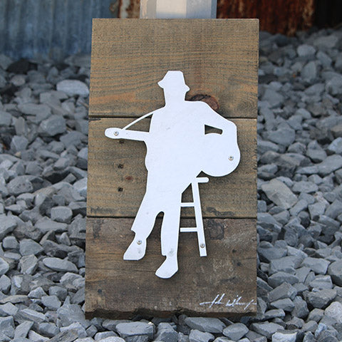 Reclaimed Wood-Metal Artwork -- Bluesman 2