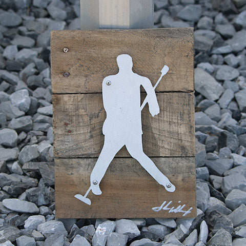 Reclaimed Wood-Metal Artwork -- Elvis Silhouette