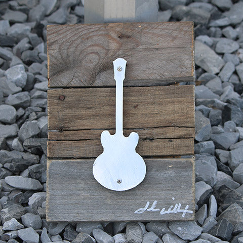 Reclaimed Wood-Metal Artwork -- Lucille Guitar