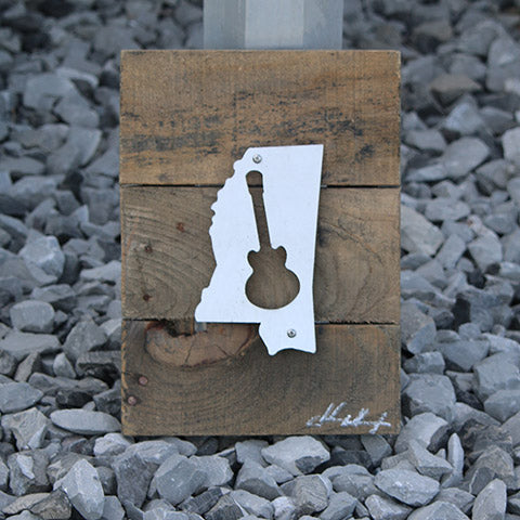 Reclaimed Wood-Metal Artwork -- Mississippi Music