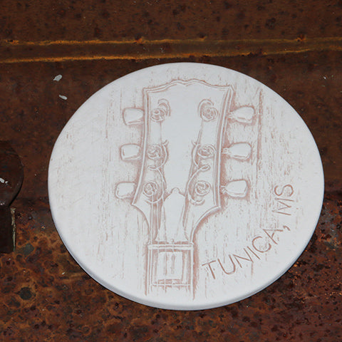 Handmade Ceramic Coaster etched with Blues Guitar Neck