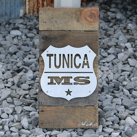 Reclaimed Wood-Metal Artwork -- Tunica, MS Logo